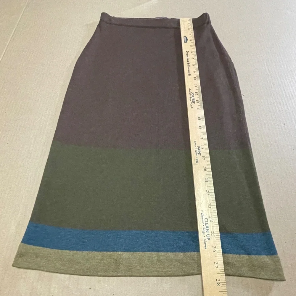 Peruvian Connection Women S 100% Pima Cotton Striped Colorblock Knit Midi Skirt